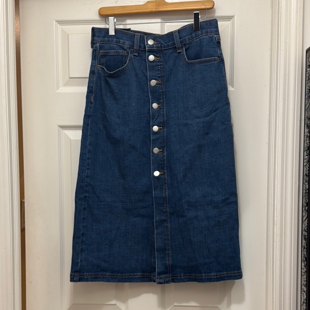 Banana Republic Blue Midi Denim Pencil Skirt
